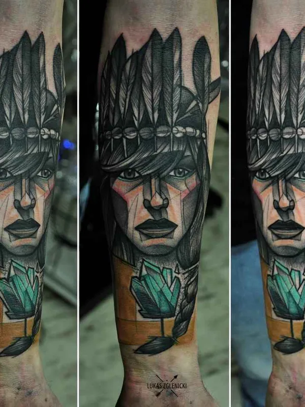 female color illustrative tatuaje en forearm #405 | Tatuador Lukas Zglenicki