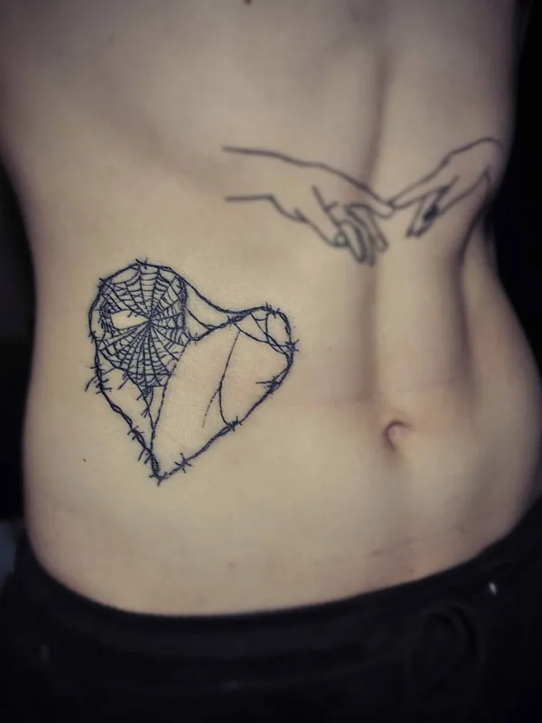 black linework татуировка на stomach #13088 | Тату мастер Dmitriy Baro