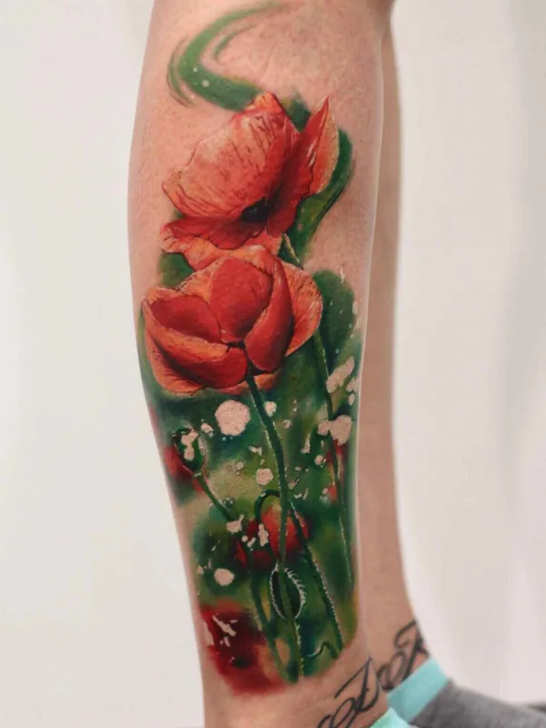 color watercolor татуировка на calf #13671 | Тату мастер Медникова Екатерина
