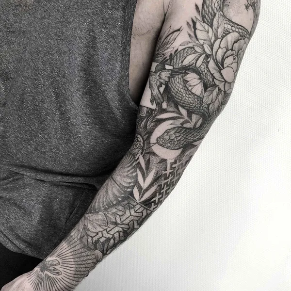 Dotwork tattoo by Taras Shtanko in Kyiv