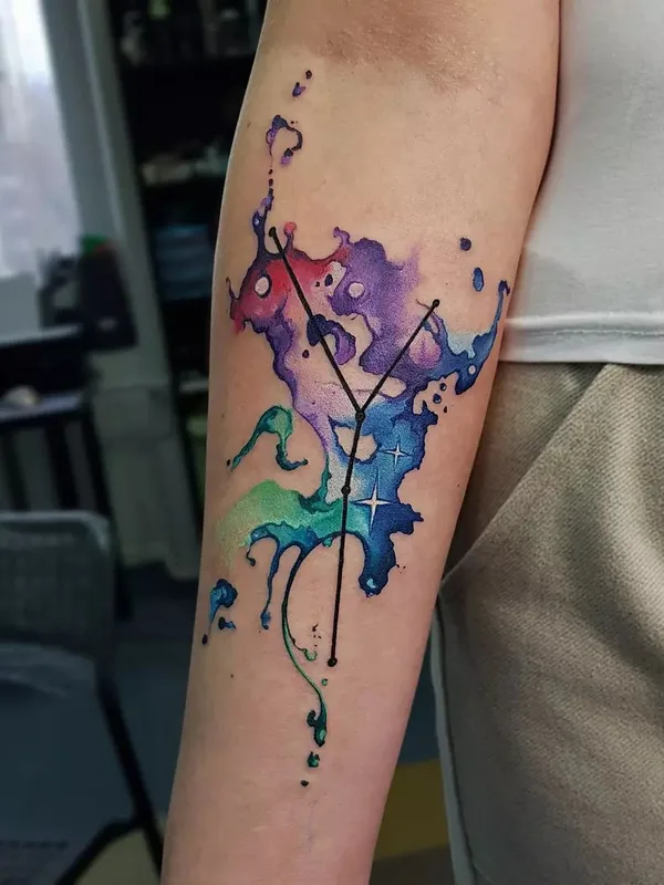 color watercolor tatouage sur forearm #49553 | Artiste tatoueur Елена Сташкина