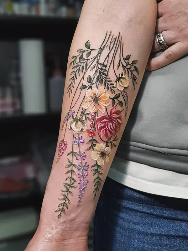 color botanic tatouage sur forearm #49551 | Artiste tatoueur Елена Сташкина