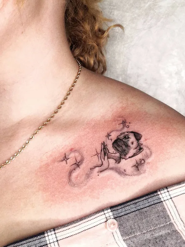 female black and grey black and grey Tatuaggio su shoulder #49626 | Tatuatore Дарья Голявина