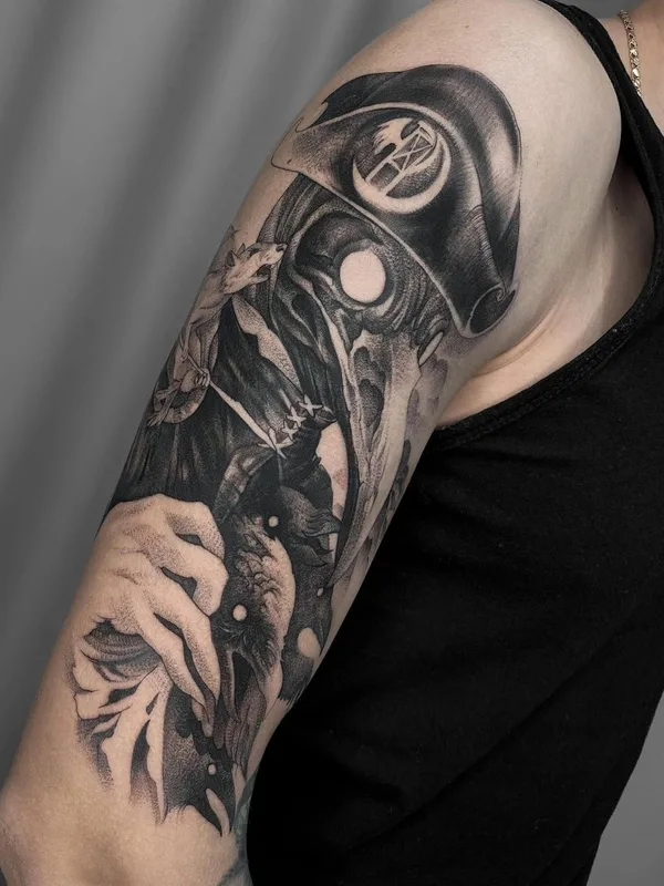 black and grey black and grey tatouage sur upper arm #49681 | Artiste tatoueur Александра Горбунова