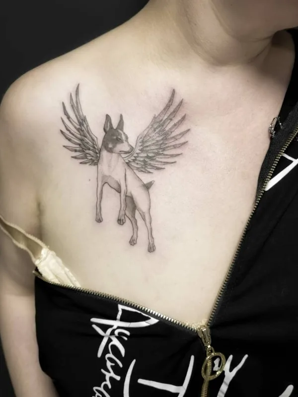 female black and grey black and grey 纹身 在 chest #49708 | 纹身师 Владимир GLOK