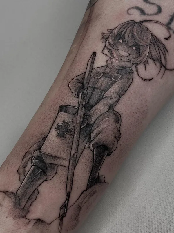 black and grey anime татуировка на forearm #49742 | Тату мастер Антон Федотов