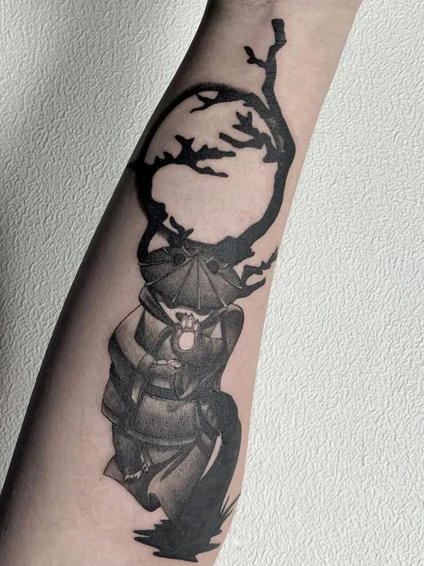 black blackwork 纹身 在 forearm #52839 | 纹身师 Максим Чадин