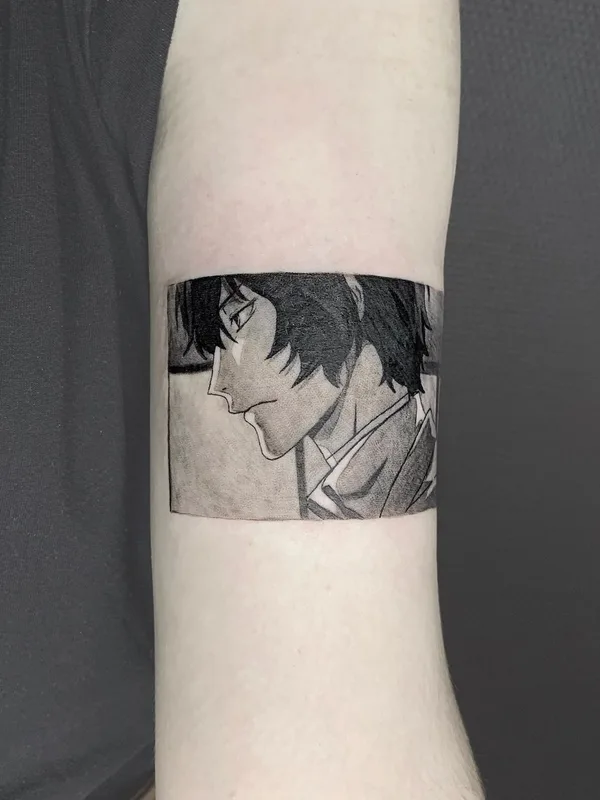 black and grey anime 纹身 在 forearm #52851 | 纹身师 Максим Чадин