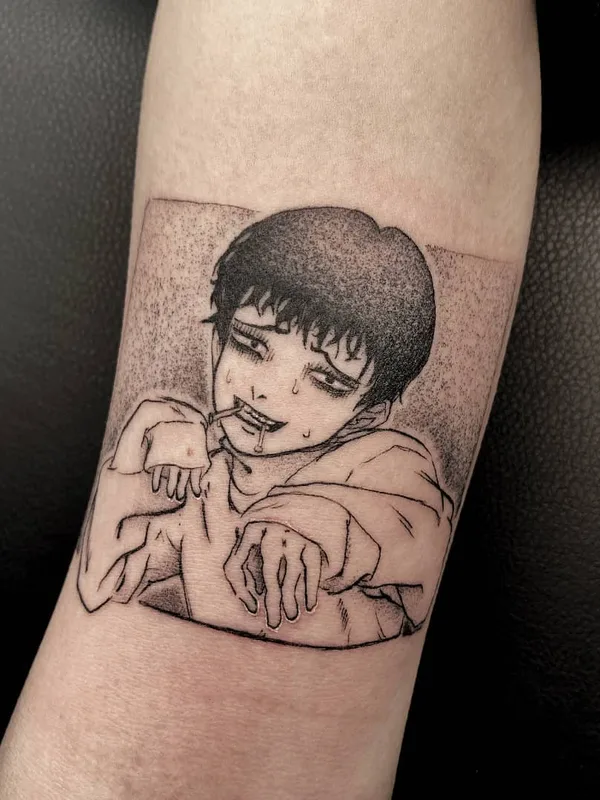 black and grey anime Tatuaggio su forearm #52861 | Tatuatore Станислав @andron_tatt