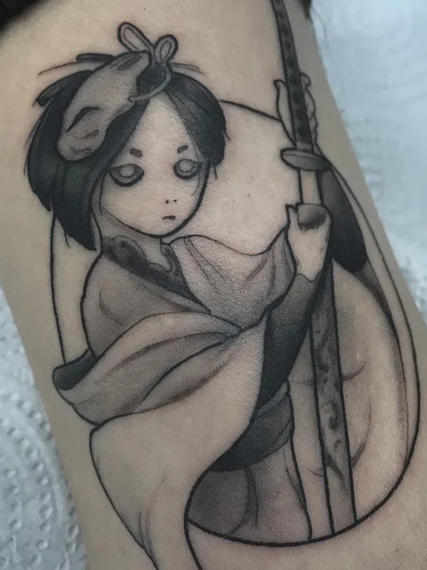 black and grey anime Tatuaggio su forearm #52889 | Tatuatore Олег Куценко