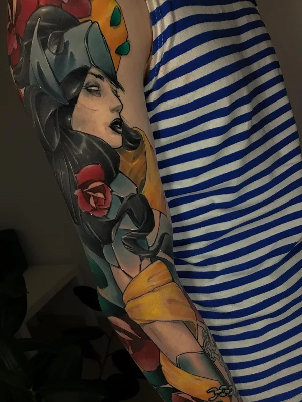 female color illustrative Tatuaggio su full sleeve #52885 | Tatuatore Олег Куценко