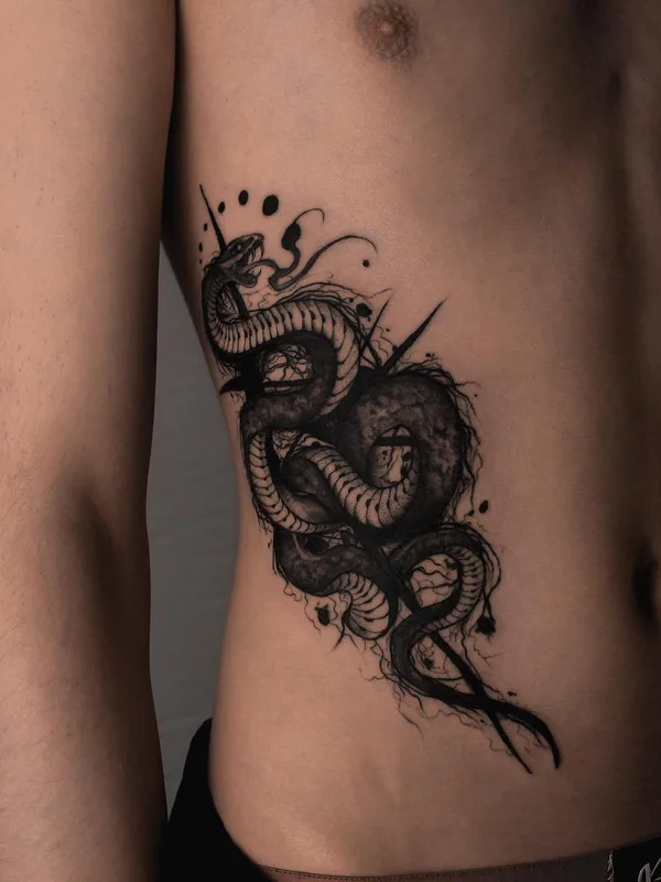 male black and grey sketch Tatuaggio su ribcage #52933 | Tatuatore Павел Верцебовский