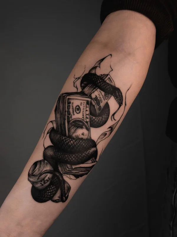 black and grey black and grey Tatuaggio su forearm #52925 | Tatuatore Павел Верцебовский