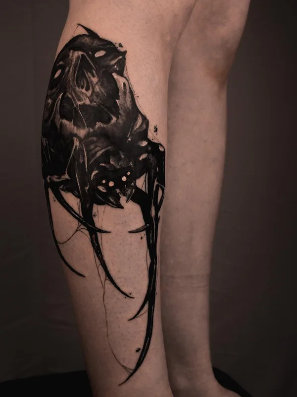 black blackwork Tatuaggio su calf #52927 | Tatuatore Павел Верцебовский