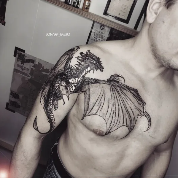 Fine Line tattoo by Danara Atapina in Челябинск