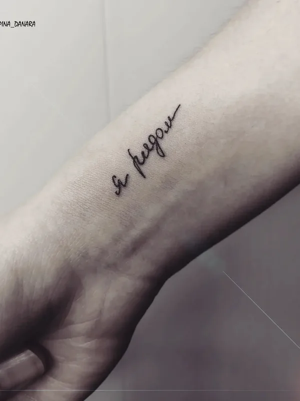 black calligraphy 纹身 在 wrist #52951 | 纹身师 Danara Atapina