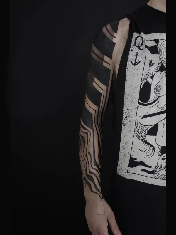 black blackwork татуировка на full sleeve #67561 | Тату мастер Viktor Ódor
