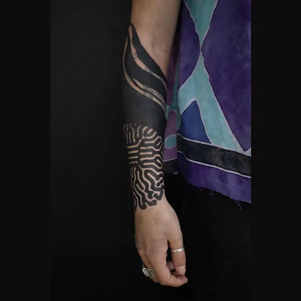 Ornamental tattoo by Viktor Ódor in Budapest