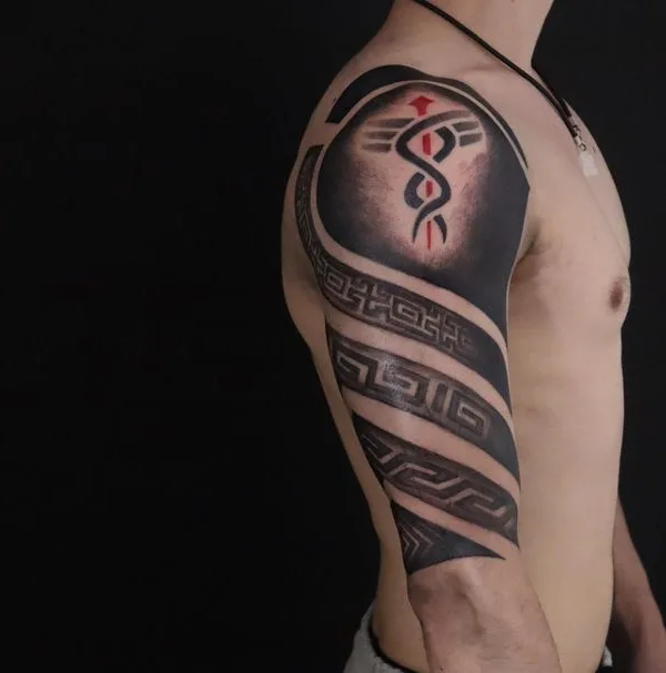 male black and grey blackwork татуировка на full sleeve #67555 | Тату мастер Viktor Ódor