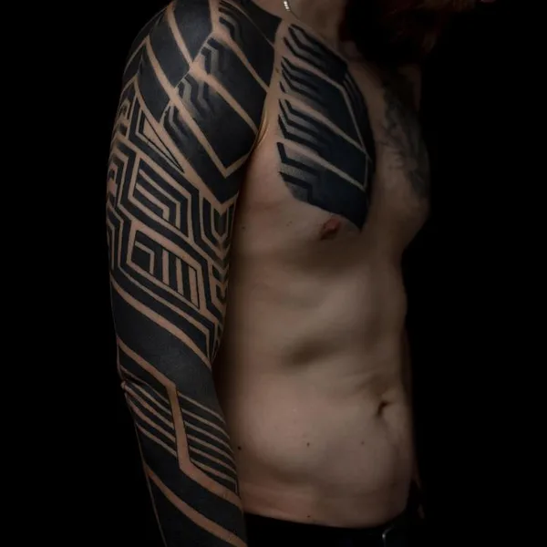 Ornamental tattoo by Viktor Ódor in Budapest