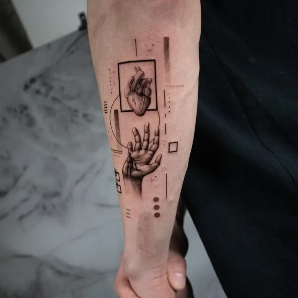 Abstract tattoo by Ódor Benjámin in Budapest