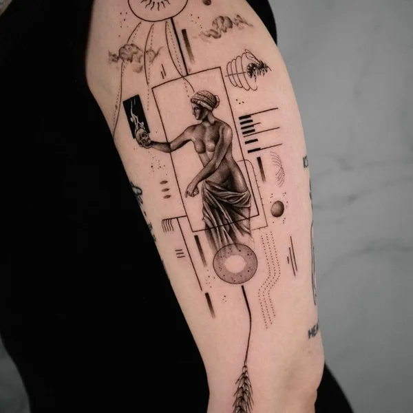 Abstract tattoo by Ódor Benjámin in Budapest