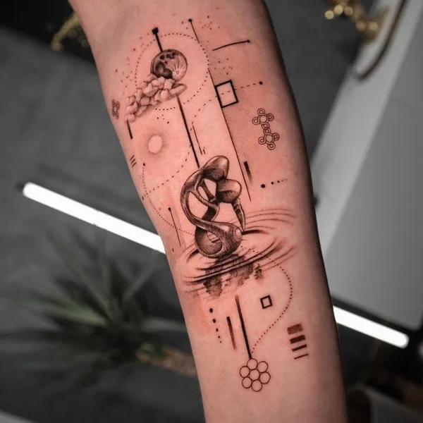 Abstract tattoo by Ódor Benjámin in Budapest