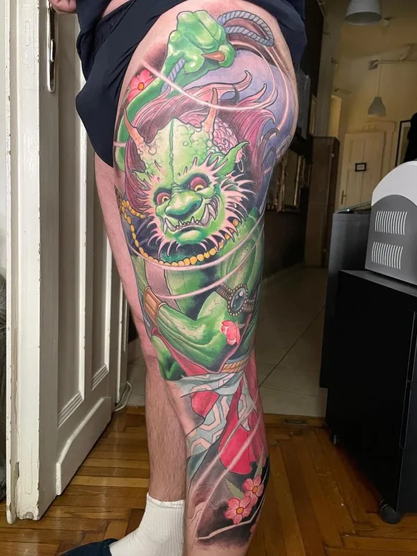 male color japanese tatuaje en full leg #67597 | Tatuador Szabolcs Oravecz