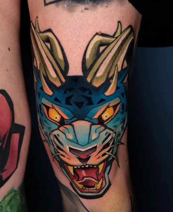 color new school tatouage sur knee #67605 | Artiste tatoueur csiga