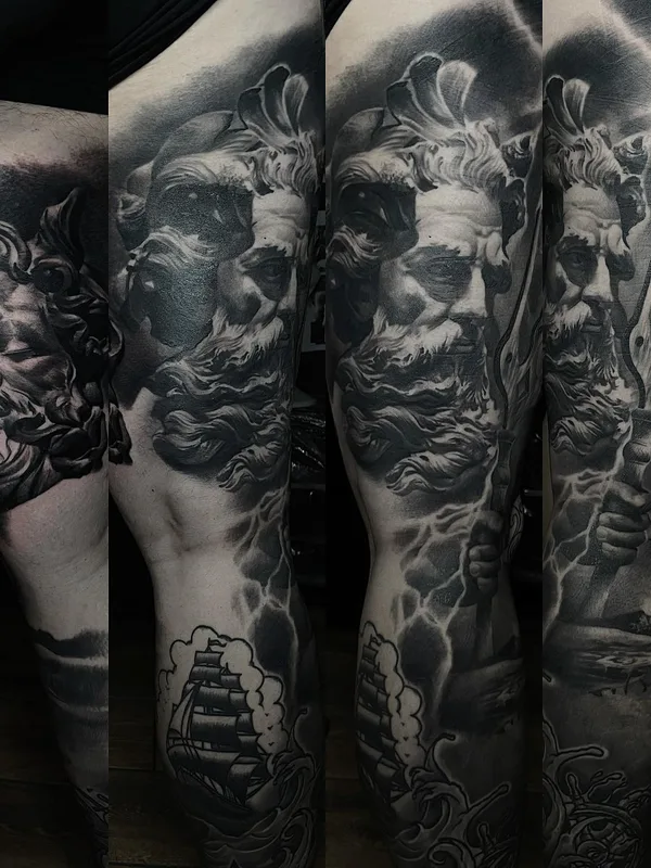 black and grey realism tatuaje en full leg #67625 | Tatuador Gábor Heizler