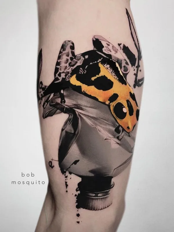 color illustrative tatuaje en thigh #67644 | Tatuador Mosquito Bob