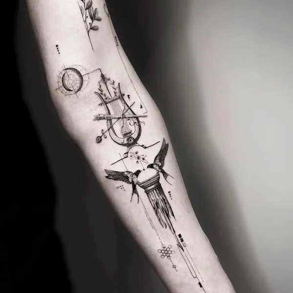 Abstract tattoo by Gergo Augusztiny in Budapest