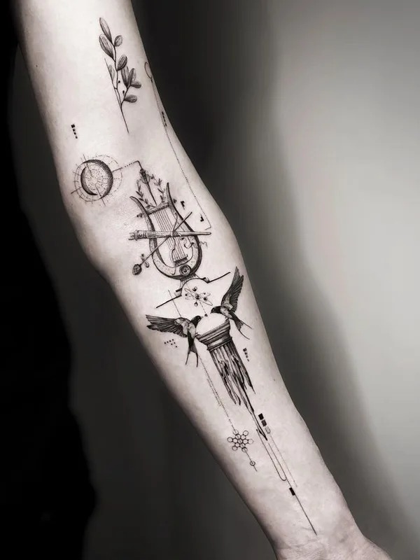 black and grey linework tatuaje en forearm #67645 | Tatuador Gergo Augusztiny