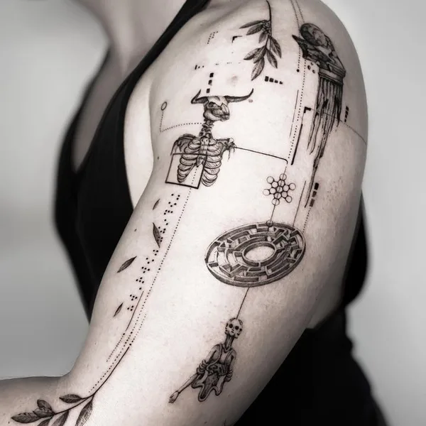 Abstract tattoo by Gergo Augusztiny in Budapest
