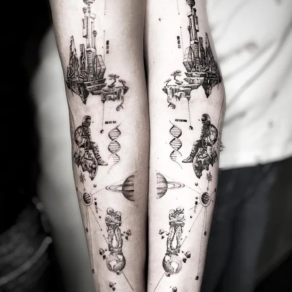 Abstract tattoo by Gergo Augusztiny in Budapest