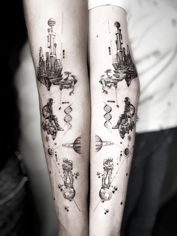 black and grey geometric tatuaje en forearm #67654 | Tatuador Gergo Augusztiny