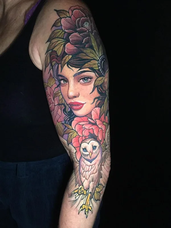 female color realism 纹身 在 full sleeve #67658 | 纹身师 Otte Timar