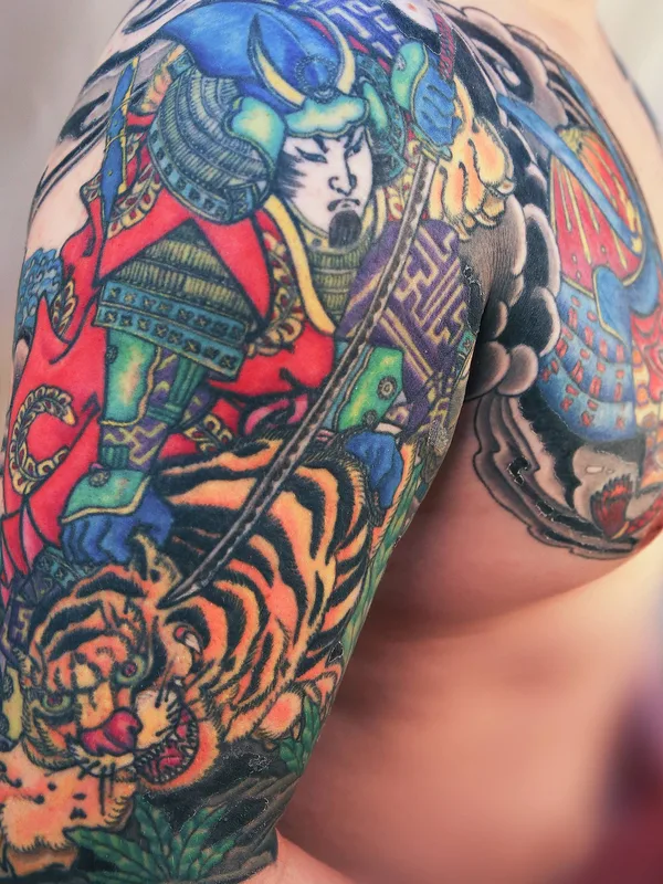 color japanese tatuaje en full sleeve #30276 | Tatuador Михаил Мышинский