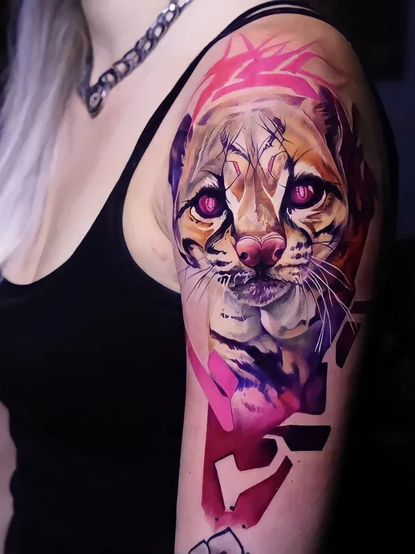 female color realism tattoo on upper arm #39882 | Tattoo Artist Сергей Ом