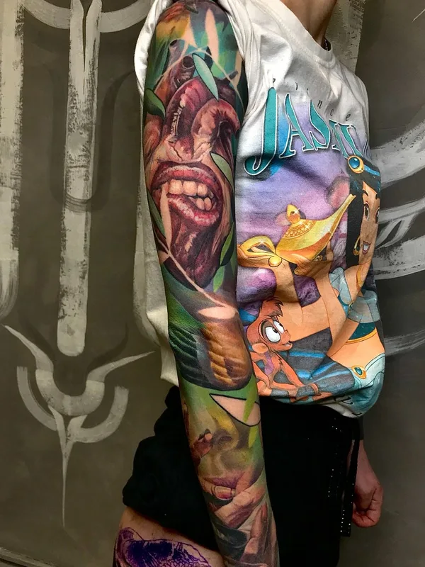 color realism tattoo on full sleeve #39879 | Tattoo Artist Сергей Ом