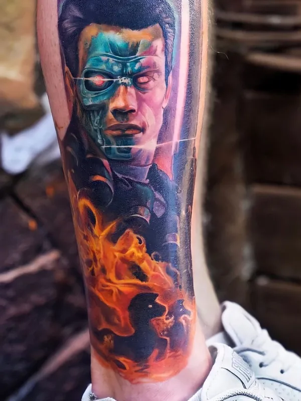 color realism tattoo on calf #39877 | Tattoo Artist Сергей Ом