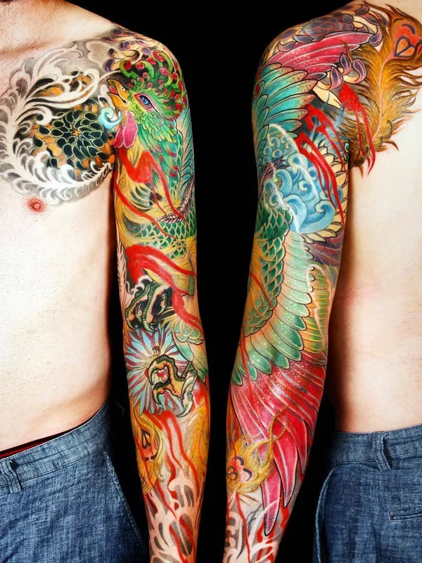 male color japanese татуировка на full sleeve #30981 | Тату мастер Horiyen (JessYen)