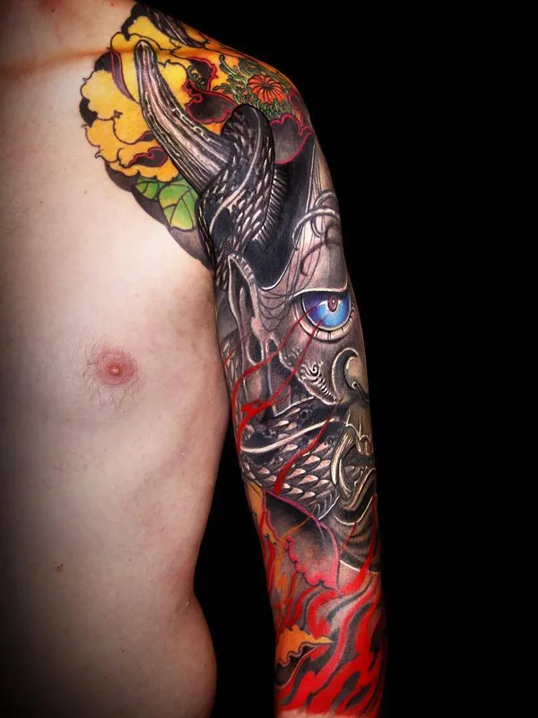 male color japanese татуировка на full sleeve #30979 | Тату мастер Horiyen (JessYen)