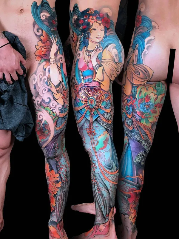 color japanese татуировка на full leg #30980 | Тату мастер Horiyen (JessYen)
