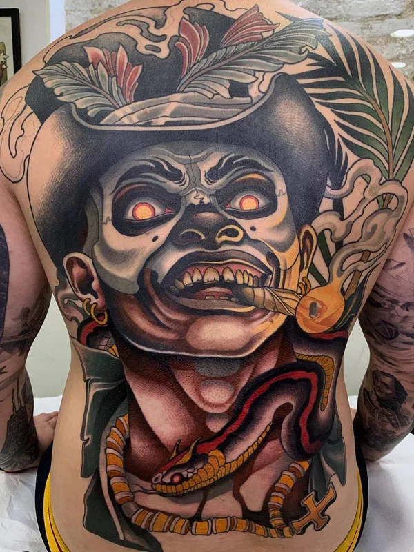 color neo traditional tattoo on full back #31012 | Tattoo Artist Javier Franko