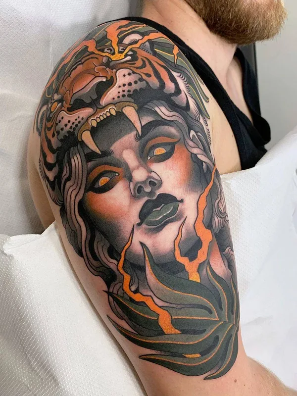 color neo traditional tattoo on upper arm #31009 | Tattoo Artist Javier Franko