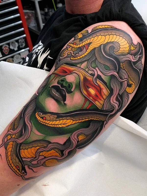 color neo traditional tattoo on full sleeve #31005 | Tattoo Artist Javier Franko