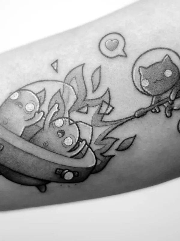 black and grey cartoon tattoo auf forearm #31565 | Tätowierer Perou