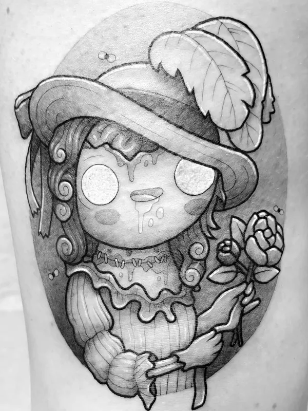 black and grey blackwork tattoo auf thigh #31575 | Tätowierer Perou