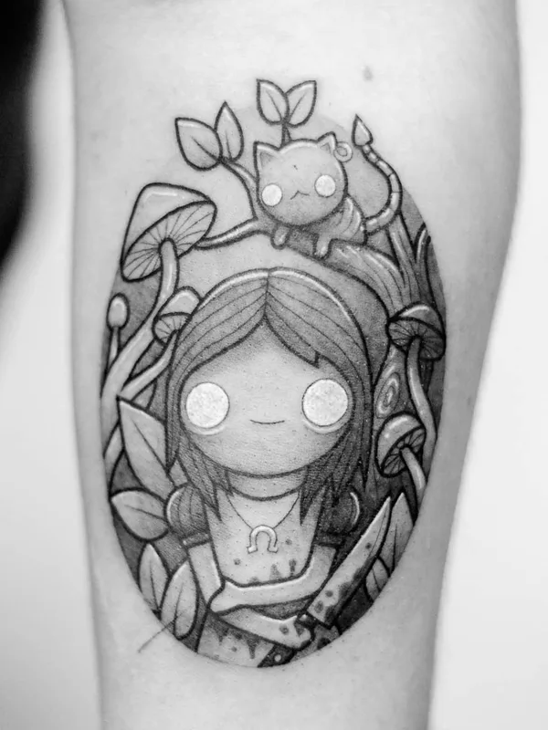 black and grey illustrative tattoo auf forearm #31569 | Tätowierer Perou